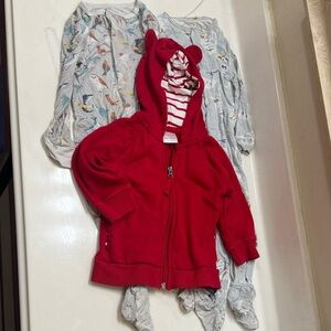 Hanna AndersonKids Red Hooded Zip Sweatshirt with Ear Detail and Magnetic me pj